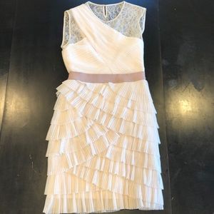 Cream/Off-White Lace and Accordion Tulle Dress